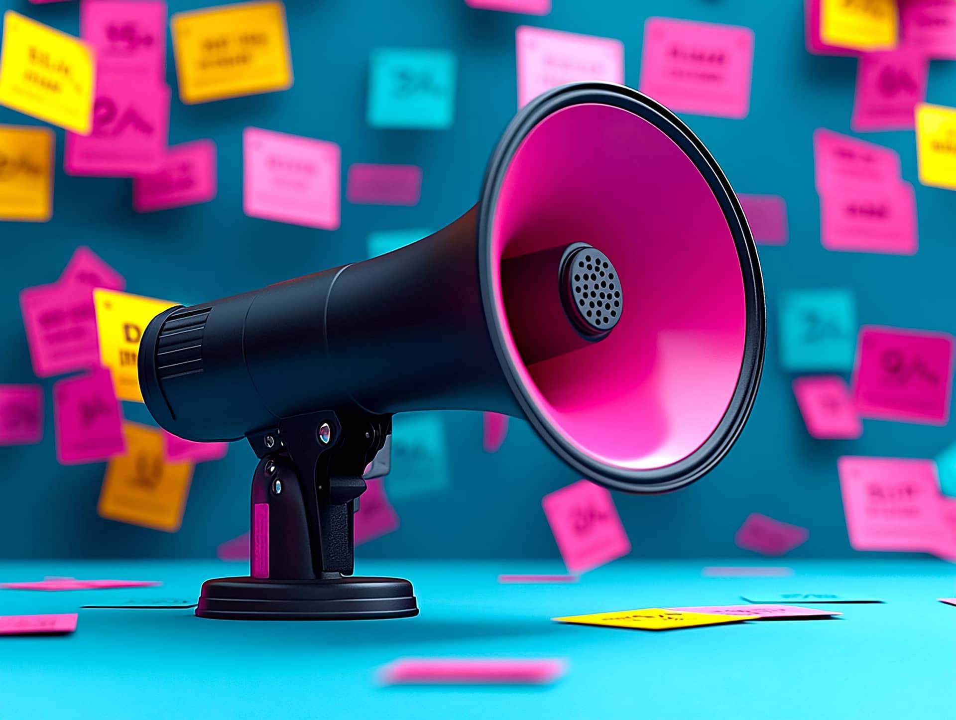 A loudspeaker for announcements against a background of bright a